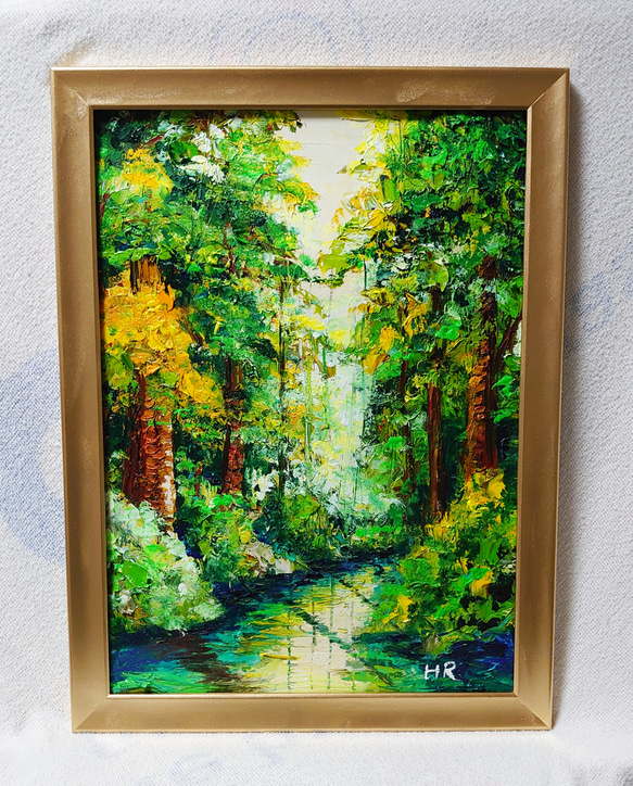 油絵 絵画 【森の湖】【A3判】 絵画 HR 通販 12937735