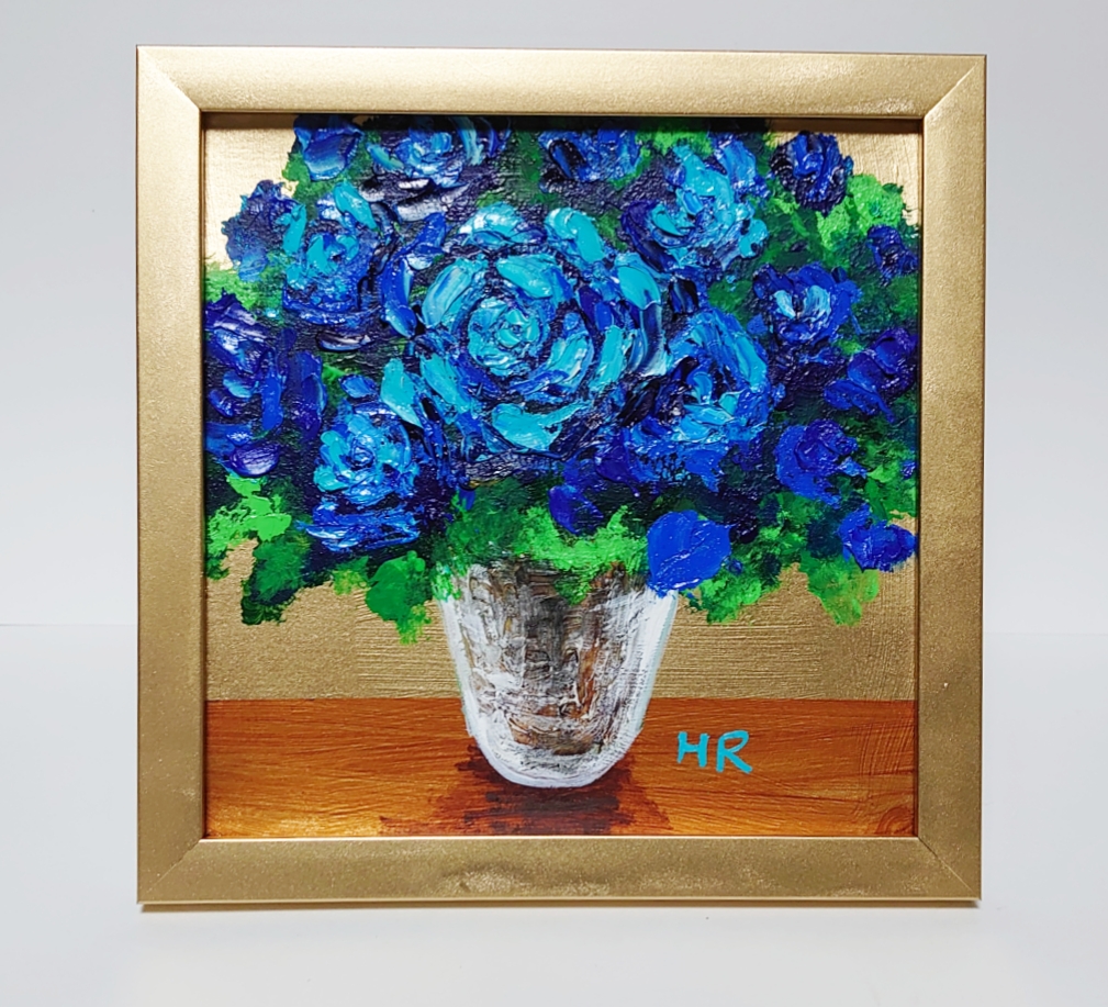 油絵 油彩 油彩画 絵 絵画【青い薔薇】 油絵 油彩 油彩画 絵画 絵【永遠に枯れない 青い薔薇
