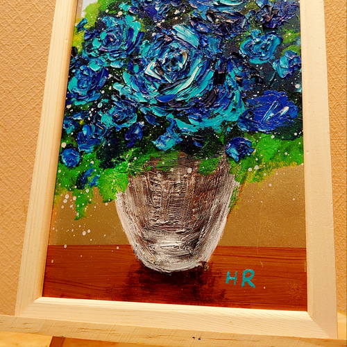 油絵 猫と青い薔薇 | HIROSHI1990