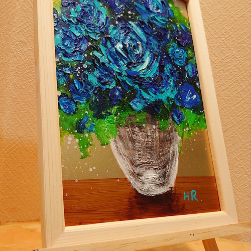 油絵 絵画 【青い薔薇B5】 絵画 HR 通販 12978223｜Creema(クリーマ