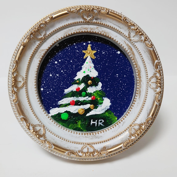 油絵 絵画 ミニ絵画 【雪のクリスマスツリー】 油絵 ミニ絵画【雪のクリスマスツリー】 絵画 HR 通販