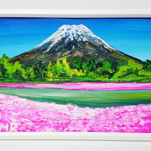 油絵 ミニ絵画【富士山の春のお花畑】 絵画 HR 通販 13026594 油絵 ミニ絵画【富士山の春のお花畑】 絵画 HR 通販 13026594