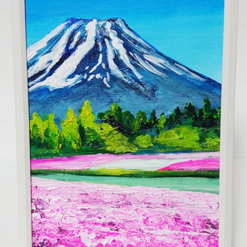 高い信頼 厚い信頼 油絵 ミニ絵画【春の富士山】 絵画 HR 通販 13027122｜Creema 絵画