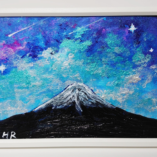 油絵 ミニ絵画【星の富士山】 絵画 HR 通販 13027139|Creema 油絵 ミニ絵画【星の富士山】 絵画 HR 通販 13027139|Creema