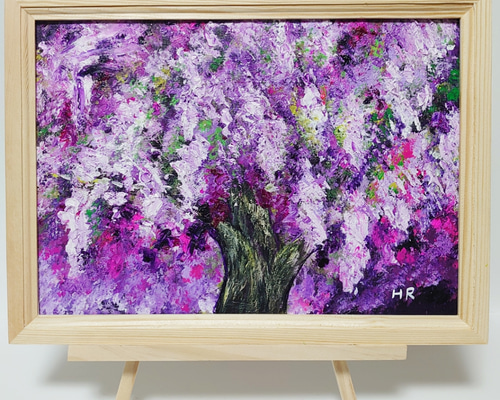 油絵 絵画 藤の花【四切木製】 絵画 HR 通販 13545715｜Creema