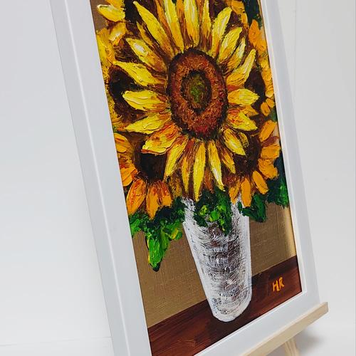 油絵 絵画 【ひまわり】 油絵 絵画 太陽とひまわり畑【四切木製】 絵画 HR 通販