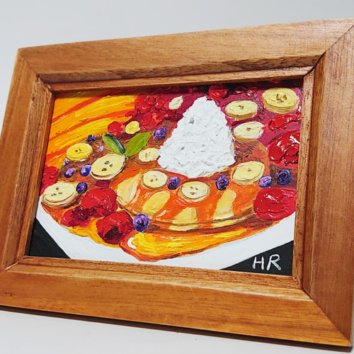 油絵 ミニ絵画【パンケーキ】
