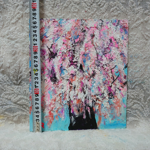 油絵 すだれ桜 絵画 HR 通販 8627369｜Creema(クリーマ)