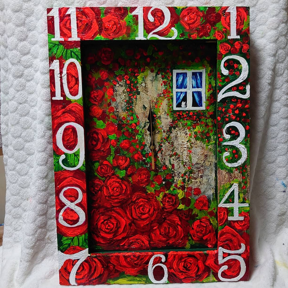 油絵 薔薇時計 掛け時計・置き時計 HR 通販 9605487｜Creema(クリーマ)