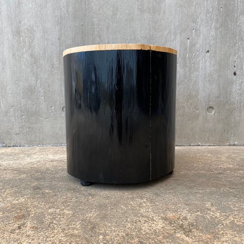 クラック切り株スツール(側面黒塗) 33cm 丸太 椅子 椅子（チェアー