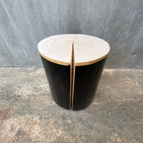 クラック切り株スツール(側面黒塗) 33cm 丸太 椅子 椅子（チェアー