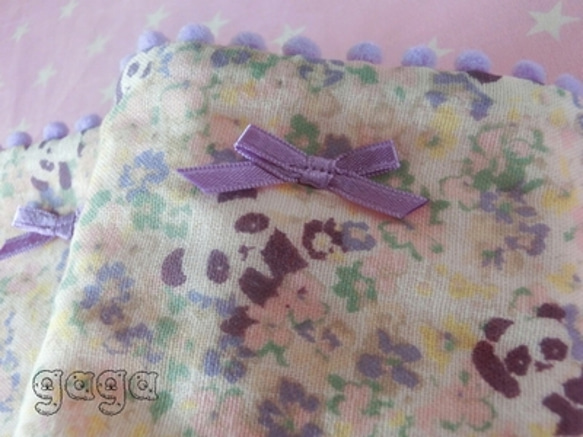 再販！エルゴよだれパッド☆花柄パンダ　薄紫Wガーゼ×パイル　 2枚目の画像