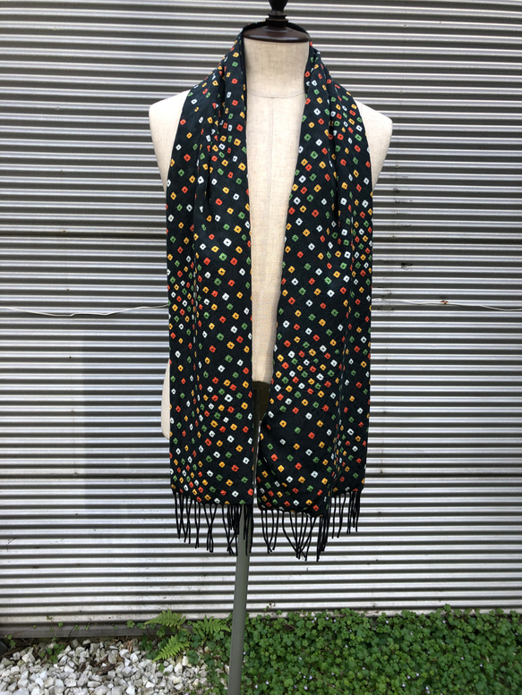 日本の伝統を守ろう！☆アンティークのポチポチ絞り着物xカシミア