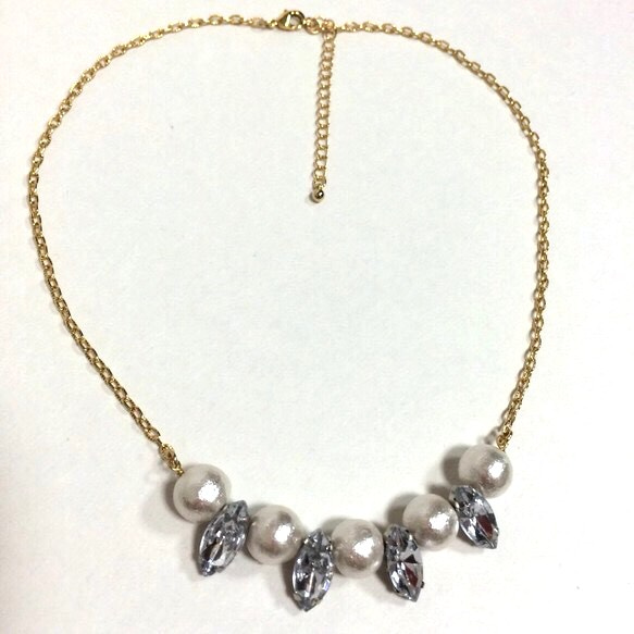 Cotton Pearl & bijou necklace 3枚目の画像