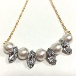 Cotton Pearl & bijou necklace 4枚目の画像
