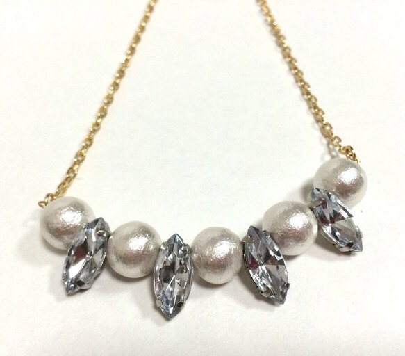 Cotton Pearl & bijou necklace 4枚目の画像