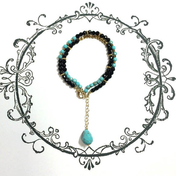 Duet bracelet-onyx & turquoise- 2枚目の画像