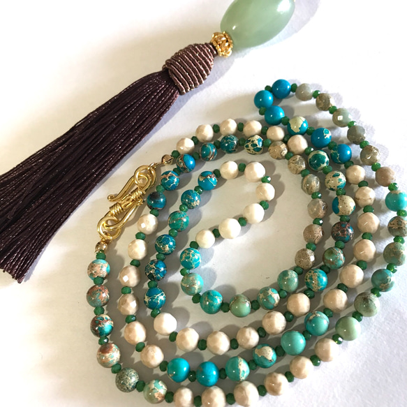 【送料無料】Tassel -blue green jasper- 2枚目の画像