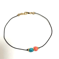 Anklet -turquoise & coral- 3枚目の画像