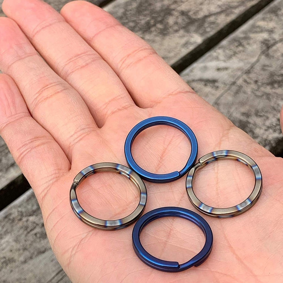 CLAN チタン製キーリング 特別カラー 軽量で錆びないキーリング (直径25mm 内径20mm 各色2点)【9GBL】 2枚目の画像