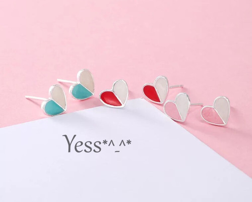 SV925 半分ハートのピアス シルバー#202015 ピアス（スタッド