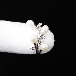 SV-925 【小枝のリング】ジルコニアとパール シルバー指輪#201007 4枚目の画像