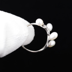 SV-925 【小枝のリング】ジルコニアとパール シルバー指輪#201007 5枚目の画像