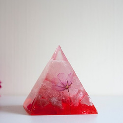 花卉植物氣氛夜燈 水晶金字塔桌燈 天然石紙鎮 粉晶 草莓石 小物 第4張的照片