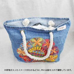 ニャンドゥティレースのヴィンテージデニムトートバッグ  LGTB-V-MT 2枚目の画像