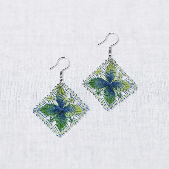 ニャンドゥティレースのピアス グリーン・ブルー・イエロー LFAR-C03-GBY 2枚目の画像