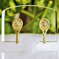 受注制作】18金 テニスラケットピアス ピアス（スタッド・一粒