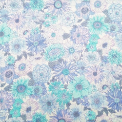 ガーゼ 生地 布【50×110cm】花柄 綺麗 ブルー 2枚目の画像