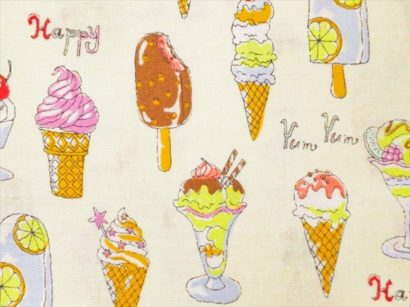 シーチング 生地 布【50×110cm】スイーツ お菓子 アイスクリーム 1枚目の画像