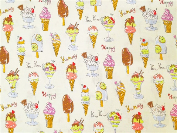 シーチング 生地 布【50×110cm】スイーツ お菓子 アイスクリーム 2枚目の画像