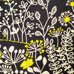 キャンバス 生地 布【50×110cm】 花柄 植物 イラスト ブラック 2枚目の画像