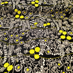 キャンバス 生地 布【50×110cm】 花柄 植物 イラスト ブラック 3枚目の画像