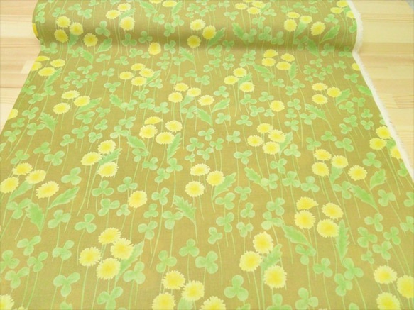 コンパス 生地 布 花柄 【50×110cm】 クローバー 上品 イエロー 3枚目の画像