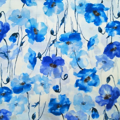 お花クッション　白青水色 キルト クッションカバー 45×45 ブルーフラワー＆ホワイト