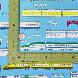 オックス 生地 布【50×110cm】新幹線 電車 乗り物 入園入学 ライトブルー 5枚目の画像