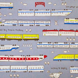 オックス 生地 布【50×110cm】新幹線 電車 乗り物 入園入学 グレー 2枚目の画像