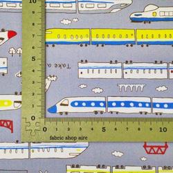 オックス 生地 布【50×110cm】新幹線 電車 乗り物 入園入学 グレー 5枚目の画像