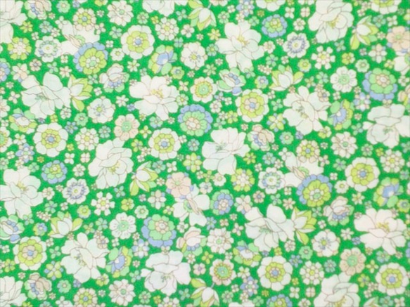 ローン 生地【50×110cm】 いろんなサイズの花柄 小さな花柄 小花 細やか  グリーン 2枚目の画像