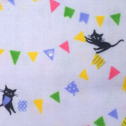 Ｗガーゼ 生地【50*110】黒猫 ガーランド シンプル 薄紫 1枚目の画像