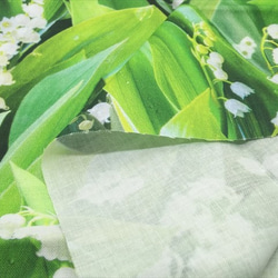 シーチング生地 布【50×110cm】 すずらん スズラン 花柄 植物 リアル デジタルプリント グリーン 4枚目の画像