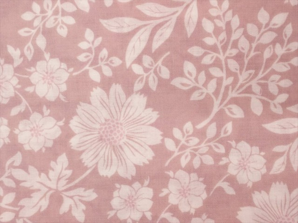ローン 生地 布【50×110】花柄 上品 ナチュラル コットン 薄手 くすみピンク 1枚目の画像