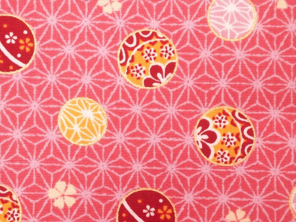 シーチング生地 布【50×110cm】 鞠 まり 麻の葉 和柄 和風 桜 ピンク