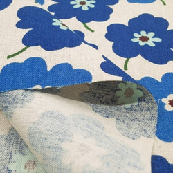 キャンバス 生地【50×110cm】 花柄 イラスト シンプル 綿麻 コットンリネン ブルー 青 5枚目の画像