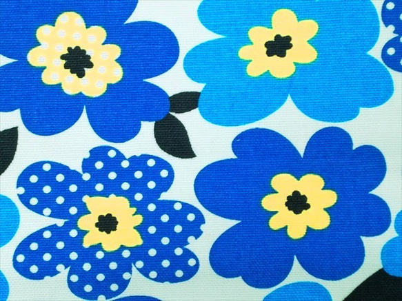 オックス生地 布【50×110cm】花柄 ドット イラスト シンプル コットン 綿 青 ブルー 2枚目の画像