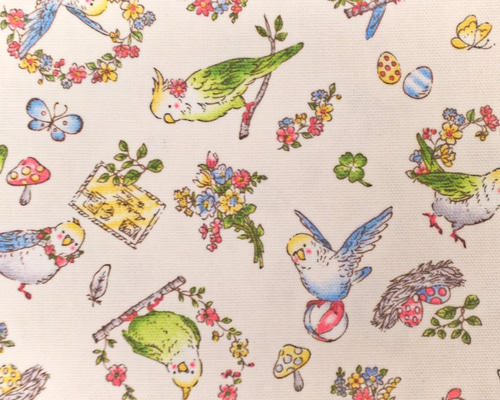 ストック生地　鳥さん　インコ 0_3f3d1802be115330933fa9b8f465