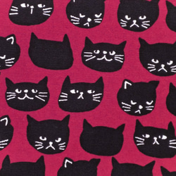 オックス 生地 布【50×110cm】猫柄 ねこ ネコ 黒猫 顔 表情 かわいい
